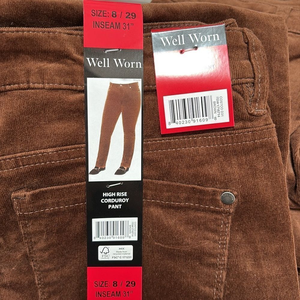 Well Worn Women’s High Rise Corduroy Pants Brown - Picture 2 of 2